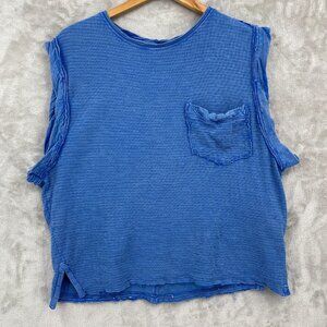 We The Free Our Time Tee Sleeveless Slouchy Oversized Knit Top Blue